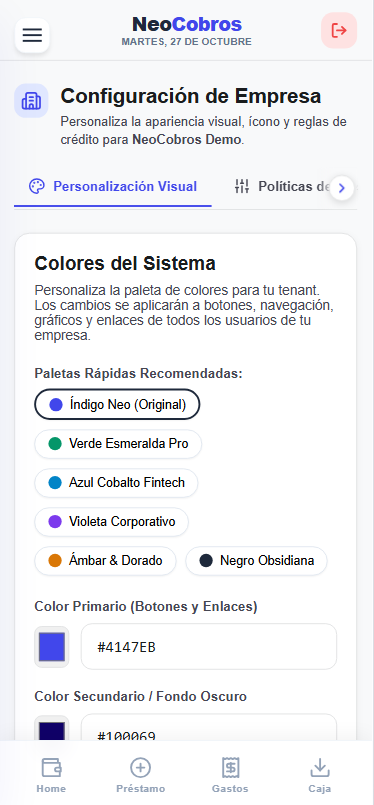 Configuración del administrador